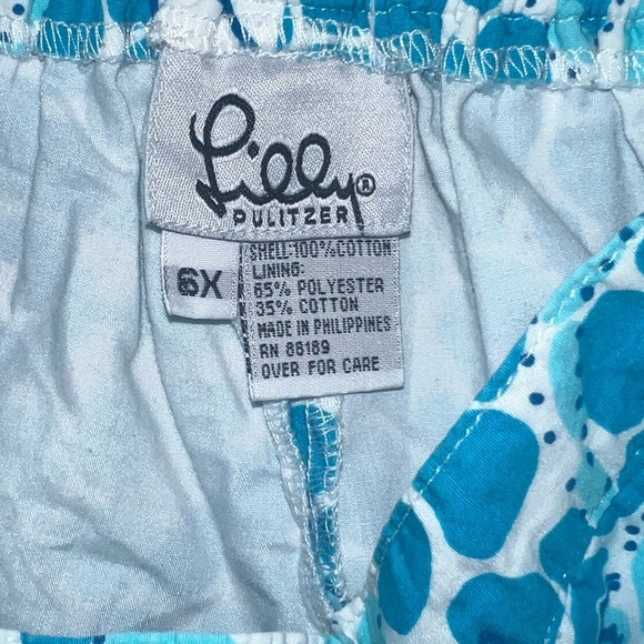 Lilly Pulitzer Blue and White floral leopard print capri pants sz 6x - Picture 2 of 2